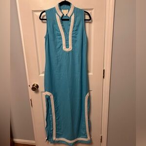 Sail to Sable Turquoise Maxi Dress with White Accents